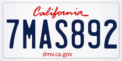 CA license plate 7MAS892