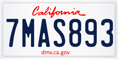 CA license plate 7MAS893