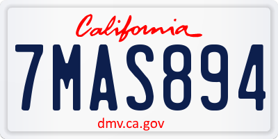 CA license plate 7MAS894