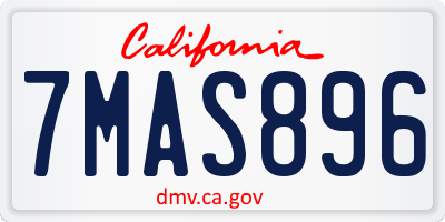 CA license plate 7MAS896