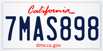 CA license plate 7MAS898