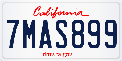 CA license plate 7MAS899