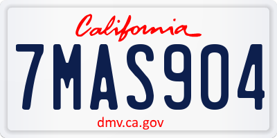 CA license plate 7MAS904