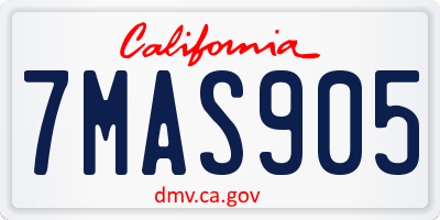 CA license plate 7MAS905