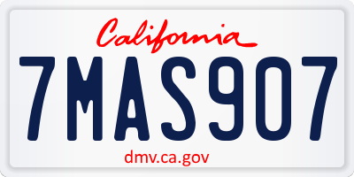 CA license plate 7MAS907