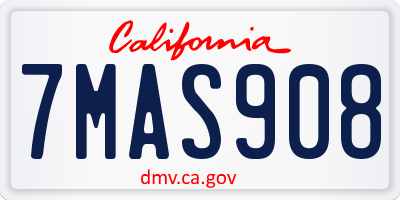CA license plate 7MAS908