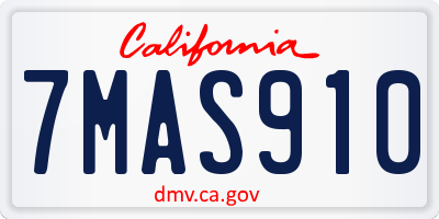 CA license plate 7MAS910