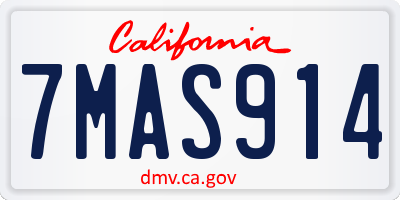 CA license plate 7MAS914