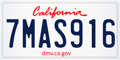 CA license plate 7MAS916