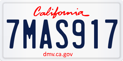 CA license plate 7MAS917