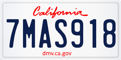 CA license plate 7MAS918