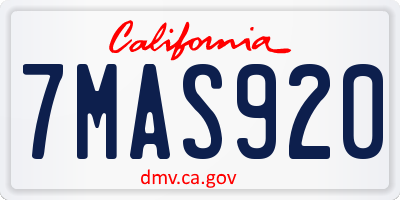 CA license plate 7MAS920