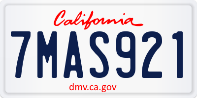 CA license plate 7MAS921