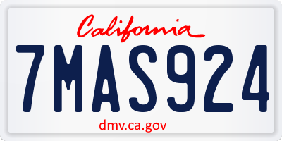 CA license plate 7MAS924