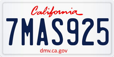 CA license plate 7MAS925