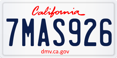CA license plate 7MAS926