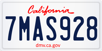 CA license plate 7MAS928