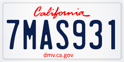 CA license plate 7MAS931