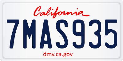 CA license plate 7MAS935