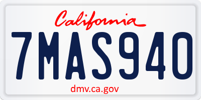 CA license plate 7MAS940