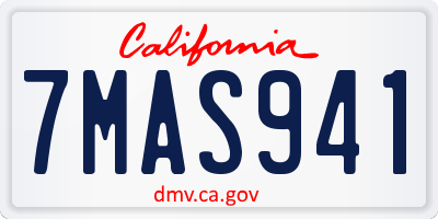CA license plate 7MAS941