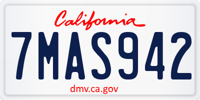 CA license plate 7MAS942