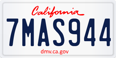 CA license plate 7MAS944