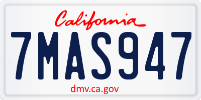 CA license plate 7MAS947