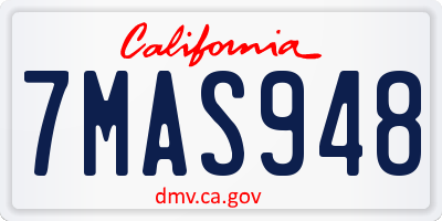 CA license plate 7MAS948