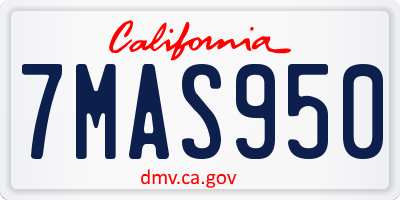 CA license plate 7MAS950