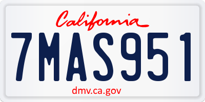 CA license plate 7MAS951