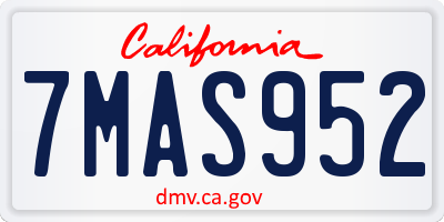 CA license plate 7MAS952