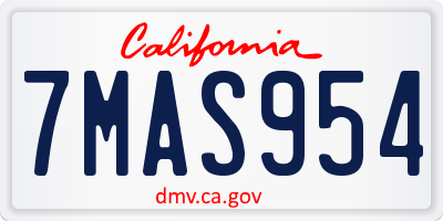 CA license plate 7MAS954