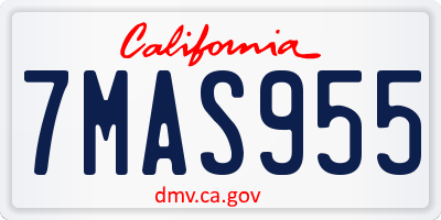 CA license plate 7MAS955