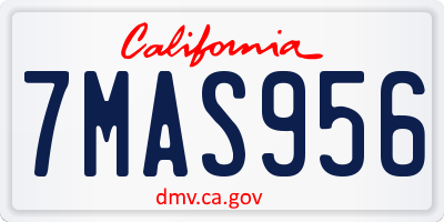 CA license plate 7MAS956