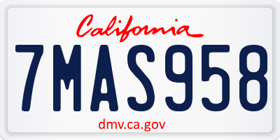 CA license plate 7MAS958