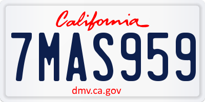 CA license plate 7MAS959