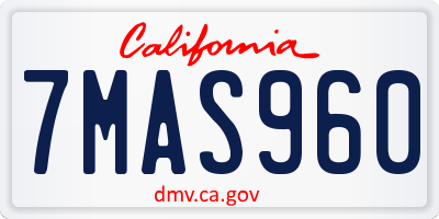 CA license plate 7MAS960