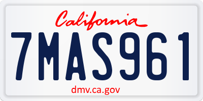 CA license plate 7MAS961