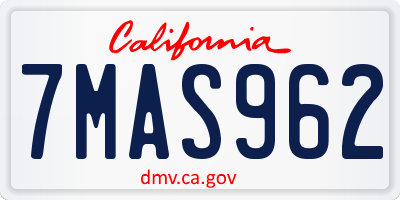 CA license plate 7MAS962