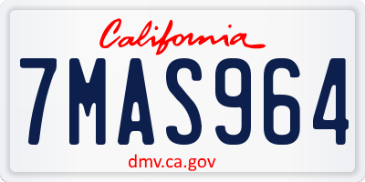 CA license plate 7MAS964
