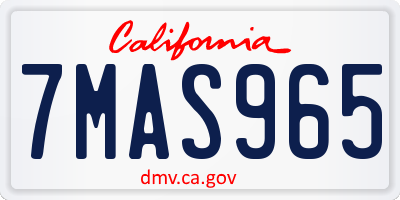 CA license plate 7MAS965