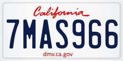 CA license plate 7MAS966