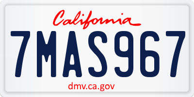 CA license plate 7MAS967