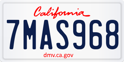 CA license plate 7MAS968