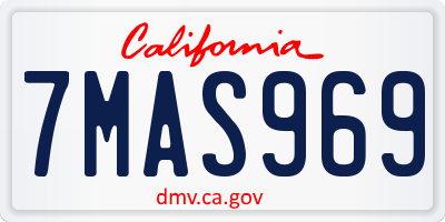 CA license plate 7MAS969