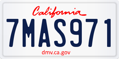 CA license plate 7MAS971