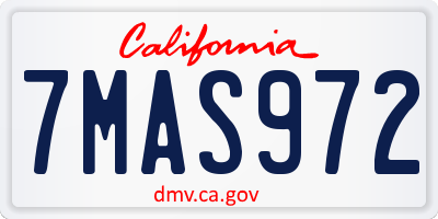 CA license plate 7MAS972