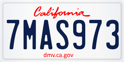 CA license plate 7MAS973