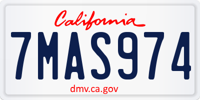 CA license plate 7MAS974